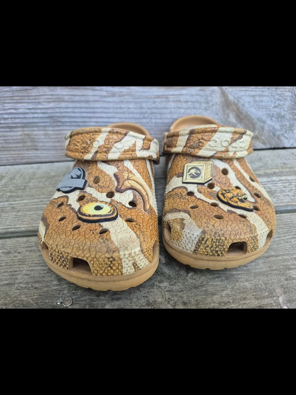 Jurrasic Park CROCS Clog Sandals - Brown & Cream